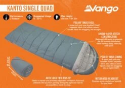 Vango Kanto Single Quad Sleeping Bag - Mineral Green -Camping Gear Sale Store kanto single quad topo spec image