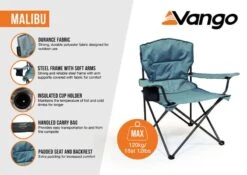 Vango Malibu Chair - Mineral Green -Camping Gear Sale Store malibu mineral green infographic